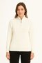 Women's Half Zipper Knitwear Sweater Thessaloniki Knit Stand Collar Cotton Woven Oversize - White Mariposa Sec - 3