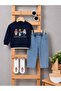 Digital Teddy Bear Printed Sweatshirt, Lycra Jeans, Socks, 3-Piece Baby Boy Set - 2