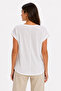 Women's V-Neck White Short Sleeve T-Shirt - 2