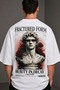 Fractured Form Unisex White 100% Cotton Oversize Printed T-Shirt - 3