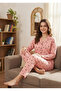Women's Dot Patterned Front Buttoned Shirt Collared 100% Cotton Milan Pajama Set - 2