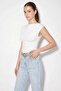 Women's Degaje Collar Lycra White Blouse with Side Gathered Detail - 4