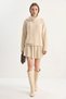 Women's Half Turtleneck Sweater with Shawl Accessories, Pleated Skirt, Knitwear, Light Beige Set