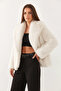 Women's Collared Lined Premium Fur Mbms White - 2