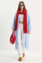 Women's Shawl Collar Soft Textured Bearded Soft Long Knitwear Baby Blue Cardigan - 3