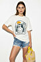 Women's Hello Sea Printed Crew Neck Oversize Basic White T-Shirt - 4
