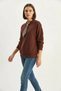 Women's Scarf Detailed Cotton Bitter Brown Sweatshirt - 3