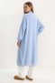 Women's Shawl Collar Soft Textured Bearded Soft Long Knitwear Baby Blue Cardigan - 6