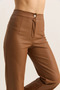 Women's High Waist Matte Faux Leather Palazzo Camel Trousers - 6