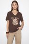 Women's V-Neck for Love Embroidery and Beading Embellished Oversize t Shirt Bitter Coffee - 5
