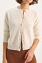 Women's Crew Neck Sequin Detailed Gilded Regular Knitwear Cream Cardigan - 7