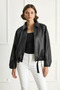 Women's Oversize Buckle Leather Black Jacket - 7