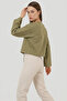 Women's Front-Tie Linen Green Çağla Kimono - 6