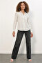 Women's Single Pocket Polka Dot Oversize Shirt - White - 4