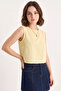 Women's Sleeveless Linen Yellow Blouse - 2
