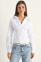 Women's Corset Detailed Back Tie Zippered White Shirt