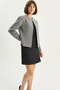 Women's O-Neck Open Front Self-Textured Lined Gray Jacket - 2