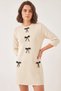 Women's Bow Detailed Knitwear Ecru Dress - 5