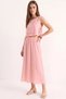 Women's Elastic Waist Skirt with Side Tie Detail, Crop Muslin Candy Pink Top and Bottom Set - 2