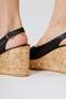 Black Rustic Sole Detailed Wedge Heeled Women's Sandals - 2