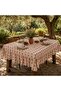 Buldan Linen Tasseled Ruffled Bohemian Tablecloth – Tile Brown - 4