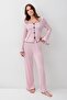 Long Sleeve Ribbon Bow Detailed Flexible Lycra Viscose Soft Pajama Set 18208 - 2