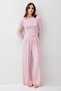 Long Sleeve Crop Wide Leg Stretchy Lycra Viscose Soft Pajama Set 18210 - 2