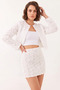 Women's Floral Textured Mini Skirt Mbms White - 5