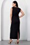 Oval Collar Buckle Slit Atlas Dress K-262698 - 8