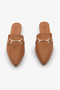 Tan Genuine Leather Buckle Women's Slippers - 6