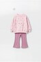 Girl's Heart Detailed Pink Sweatshirt and Spanish Leggings Set