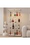 LFT HUIMEI2Y 4-Tier Glass Display Cabinet with LED&Lock, Display Case White | Double-Door Glass Showcase Lockable for Collectibles, Figures, and Decor; Curio Cabinet for Living Room, Bedroom, Office - 8