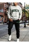 Unisex Brooklyn Printed Crew Neck Sweatshirt Set Oversize