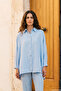 Straight Cut Button Detailed Modal Shirt 19605 Blue