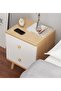 Modern Wooden Bedside Table With 2 Drawers Storage Cabinet Nightstand Natural Wood & White 40x35x50cm - 4