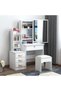 Makeup Vanity Desk with Mirror & Lights, Vanity Table and Chair Set with 4 Drawers & Hidden Storage Shelves, Dressing Table for Bedroom, Women Girls Gift, White, SZZ008LED - 3
