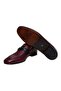 Burgundy Color Laceless Genuine Leather Men's Shoes - 3