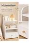 Modern White Nightstand with Drawer and Two Open Storage Areas, 60 cm Tall Compact Wooden Bedside Table with Raised Edge Design for Bedroom and Small Spaces - 4