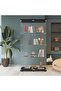 Glass Display Cabinet with 4 Shelves, 2 Doors Curio Cabinets for Living Room, Bedroom, Office, Black Floor Standing Glass Bookshelf, Quick Installation - 2