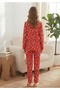 Women's Milan Long Sleeve Strawberry Patterned 100% Cotton Crew Neck Pajama Set - 4
