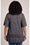 Plus Size Floral Patterned Comfortable Stretchy T-Shirt / Tee Shirt - 3