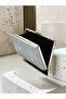 Silver Gray Lame Metal Handle Striped Laser Patterned Women's Evening Dress Bag Wedding Engagement Graduation - 4