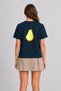 Digital Pear Shape Graphic Print T-Shirt - Navy Blue - 3
