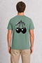 Unisex Tattoo Style Cherry Print T-Shirt - Green - 4