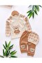 Baby Boy Hat, Teddy Bear Embroidery, Plaid Pattern, Newborn 0-3 Months, 100% Cotton, 3-Piece Bodysuit Set - 2