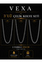 Vexa Accessory Trio Steel Necklace Set Silver Color Tarnish Resistant Steel Necklace Unisex