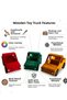 Natural Wooden Toy Pickup Truck - Handmade Educational Wooden Car Pickup Truck with Crate Vehicle Toy - 4