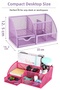 Colorful Desktop Metal Pen Holder Set with 7 Compartments, Mesh Desk Organizer Cube, Note Holder, Paper Clip Holder, Drawer - 2