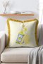 Limoncello Bottle and Lemon Slice Patterned Fringed Throw Pillow Cover - 3