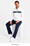 Men's stand collar zippered striped raschel tracksuit set 2394